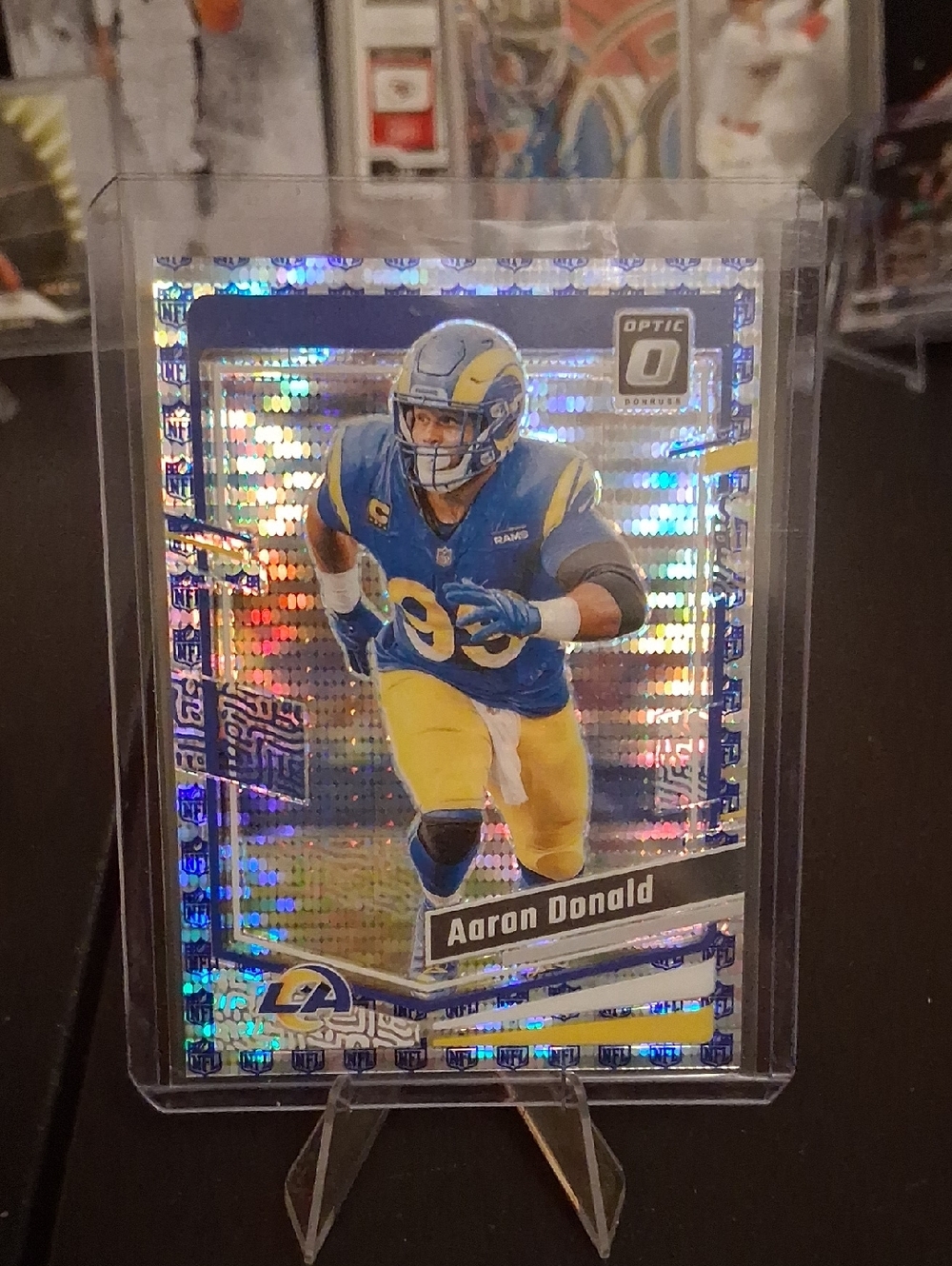 Donruss Optic Aaron Donald Holo Prizm Football Card - Blue & Yellow